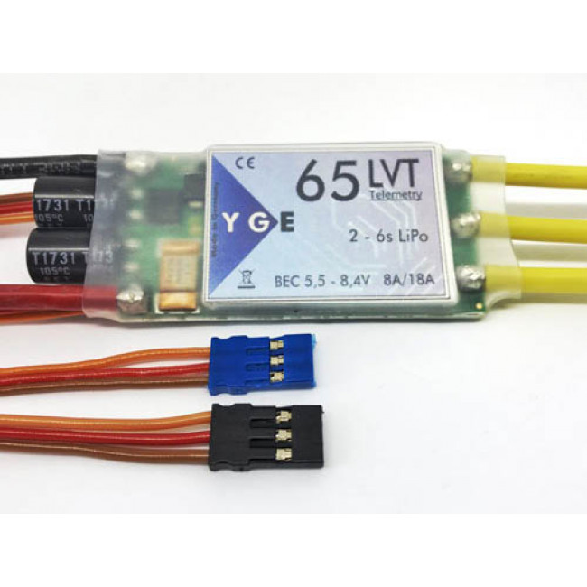 ESC, YGE 65LVT børsteløs ESC 65A med telemetri 2-6S